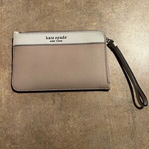 kate spade Tan and White Wristlet